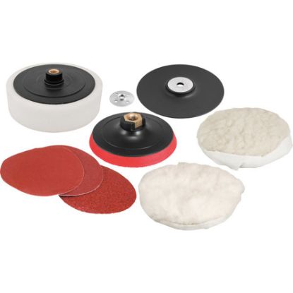 Imagem de DISCO DE CORTE   7" P/ POLIMENTO LIXAMENTO E ACABAMENTO PARA ESMERILHADEIRA C/ SUPORTE PLASTICO KIT