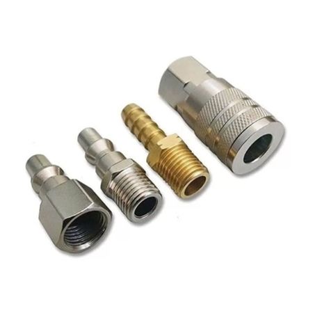 Imagem de KIT ENGATE RAPIDO P/AR COMPRIMIDO 1/4" NPT 4 PECAS