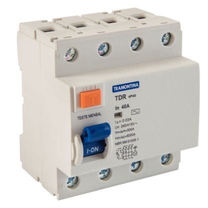 Imagem de INTERRUPTOR DIFERECIAL RESIDUAL TDR-4P 40 CLASSE AC 3P+N 40A 30MA 6KA