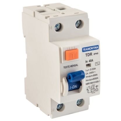 Imagem de INTERRUPTOR DIFERECIAL RESIDUAL TDR-2P 40 CLASSE AC 1P+N 40A 30MA 6KA