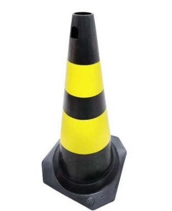 Imagem de CONE DE PVC P/ SINALIZACAO 75CM AMARELO/PRETO REFLEXIVO