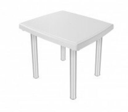 Imagem de MESA QUADRADA 4 LUGARES 730MM X 800MM X 800MM BRANCA C/ PES EM ALUMINIO