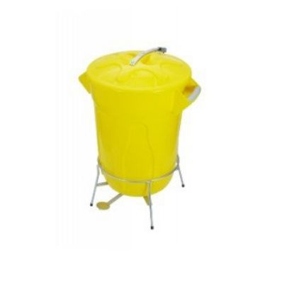 Imagem de LIXEIRA PLASTICA  40L C/ ARMACAO E PEDAL EM ACO CARBONO GALVANIZADO AMARELO