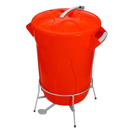 Imagem de LIXEIRA PLASTICA  40L C/ ARMACAO E PEDAL EM ACO CARBONO GALVANIZADO VERMELHO