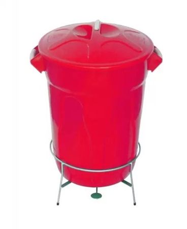 Imagem de LIXEIRA PLASTICA 100L C/ ARMACAO E PEDAL EM ACO CARBONO GALVANIZADO VERMELHO