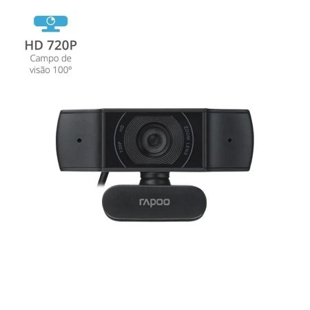 Imagem de WEBCAM RAPOO USB 720P C/ MICROFONE DUPLO E AUTOFOCO