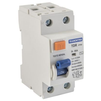 Imagem de INTERRUPTOR TDR-2P 80 AC 1P+N 80A 30MA 6KA