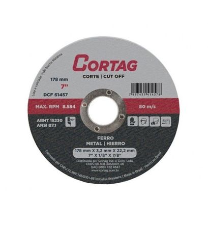 Imagem de DISCO DE CORTE   9" X 1/8" X 7/8" 228MM P/ CORTE DE FERRO  