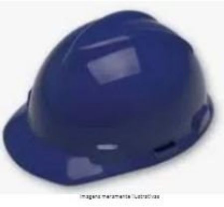 Imagem de CAPACETE ABA FRONTAL V-GARD 500 CLASSE B TIPO II C/ JUGULAR E CARNEIRA S/ VENTILACAO AZUL C/ LOG