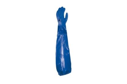 Imagem de LUVA DE PVC C/ FORRO DE ALGODAO 62 CM PETRO AZUL TAM 8