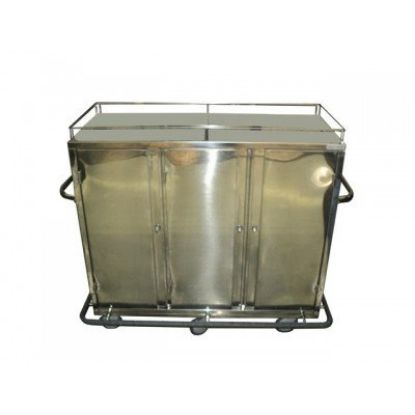 Imagem de CARRINHO EM ACO INOX P/ TRANSPORTE DE ALIMENTOS FECHADO 70CM X 50CM X 90CM