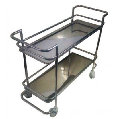 Imagem de CARRINHO EM ACO INOX P/ BEBIDAS C/ 2 PLANOS 40CM X 60CM X 90CM