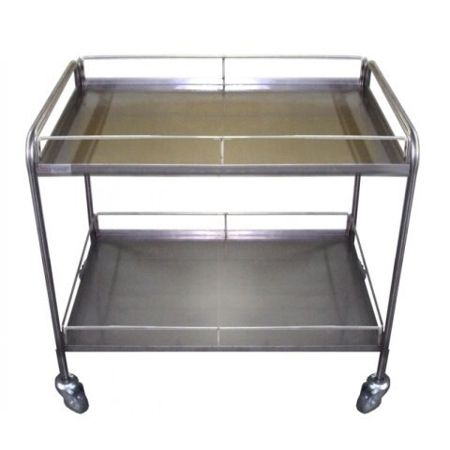 Imagem de CARRINHO AUXILIAR EM ACO INOX C/ 2 BANDEJAS C/ VARANDAS LATERAL TIPO GRADIL 40CM X 60CM X 80CM