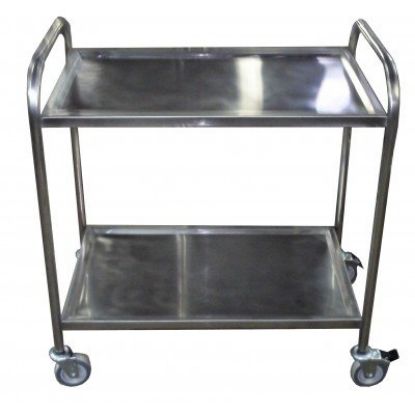 Imagem de CARRO DE TRANSPORTE EM ACO INOX C/ 2 PLANOS REFORCADOS 80CM X 50CM X 90CM