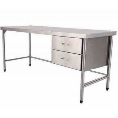 Imagem de MESA / BANCADA EM ACO INOX C/ 2 GAVETAS 120CM X 70CM X 85CM