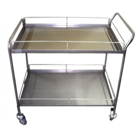 Imagem de CARRINHO AUXILIAR INOX AISI 304 C/ 2 BANDEJAS C/ BORDAS ANTI DERRAME 40CM X 40CM X 90CM