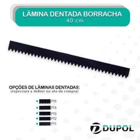 Imagem de LAMINA DENTADA EM BORRACHA 40CM X 1MM DE ESPESSURA P/ RODO DENTADO