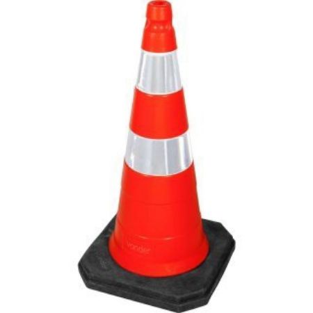 Imagem de CONE PLASTICO DE SINALIZACAO 75CM REFLETIVO C/ BASE EM PVC BRANCO/LARANJA