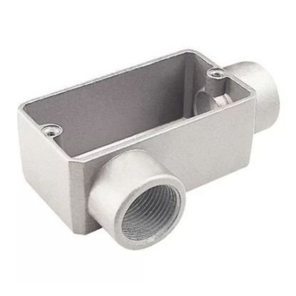 Imagem de CONDULETE EM ALUMINIO TIPO LR 1.1/4" BSP C/ TAMPA S/ VEDACAO S/ PINTURA