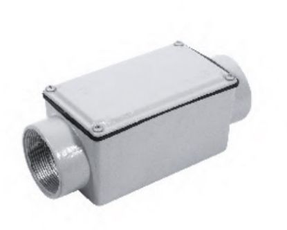 Imagem de CONDULETE EM ALUMINIO TIPO C CINZA 1.1/2" BSP C/ TAMPA E VEDACAO 