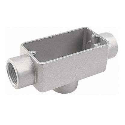 Imagem de CONDULETE EM ALUMINIO TIPO X CINZA 1.1/4" BSP C/ TAMPA