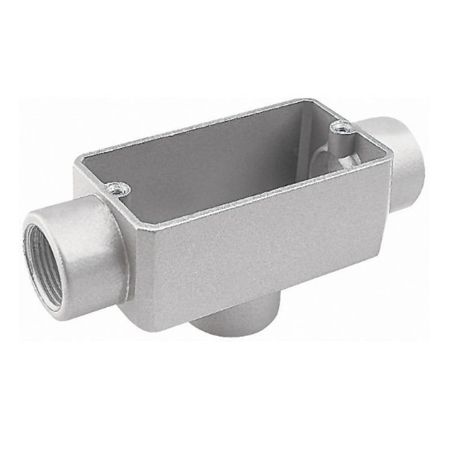 Imagem de CONDULETE EM ALUMINIO TIPO X CINZA 1.1/4" BSP C/ TAMPA