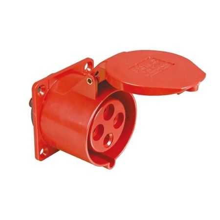 Imagem de TOMADA INDUSTRIAL DE EMBUTIR FEMEA 3P + T 16A 380/440V IP44 VERMELHO TEWD