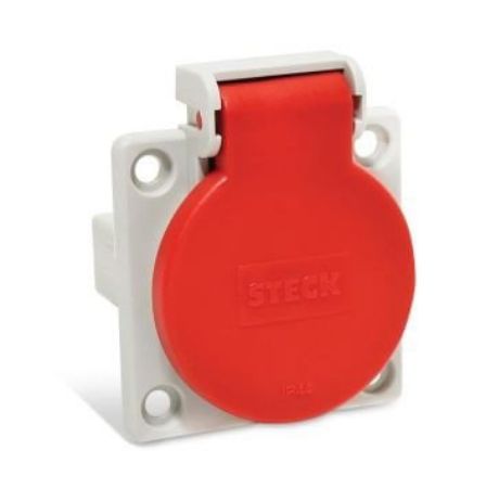 Imagem de TOMADA INDUSTRIAL DE EMBUTIR FEMEA 2P + T 10A 250V VERMELHO C/ TAMPA NBR14136