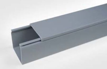 Imagem de CANALETA DE PVC CINZA C/ TAMPA 110 MM X 80MM X 2000MM