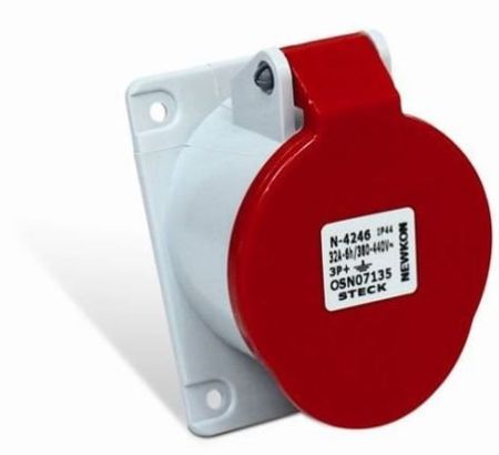 Imagem de TOMADA INDUSTRIAL DE EMBUTIR FEMEA 2P + T 16A 440V VERMELHO