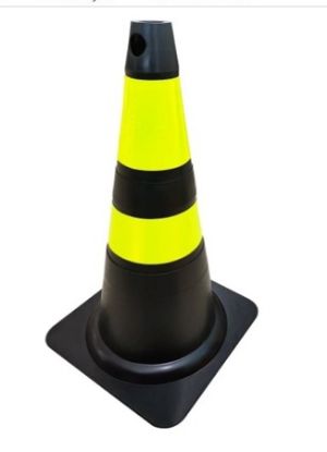 Imagem de CONE DE PVC P/ SINALIZACAO 75CM AMARELO/ PRETO