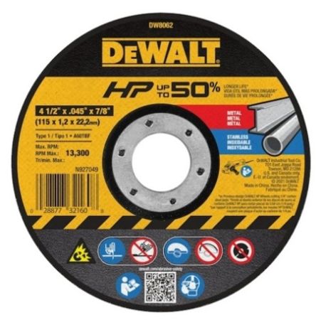 Imagem de DISCO DE CORTE  4.1/2 X 045" X 7/8" 115 X 1,2 X 22MM P/ CORTE DE METAL E ACO INOX FINO C/ GRAO DE OXIDO DE ALUMINIO (HP) LINH